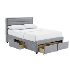 Paisley 4 Drawer Linen Fabric Bed Grey