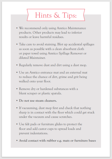 Amtico LVT Care Tips