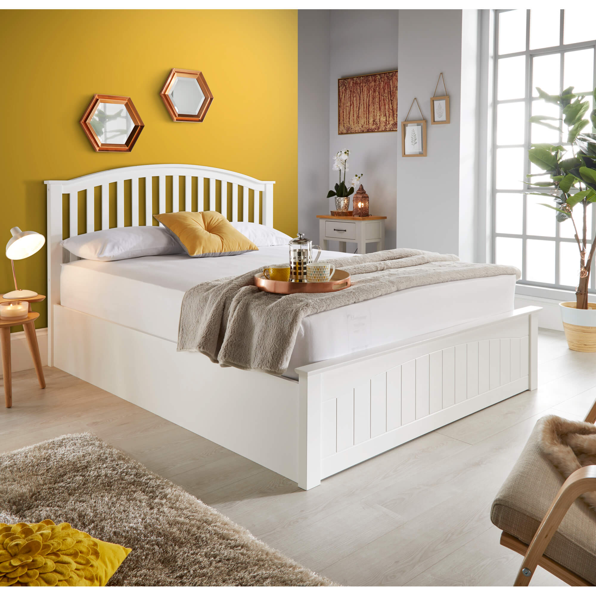 Grayson White Wooden Ottoman Bed - Image 2