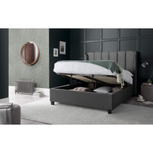 Aurora Grey Velvet Ottoman Bed