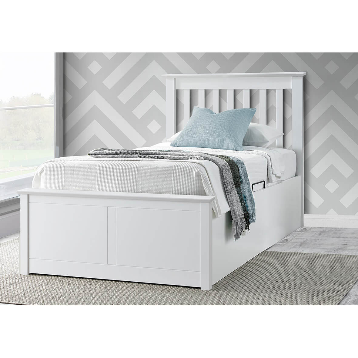 Francis White Wooden Ottoman Bed