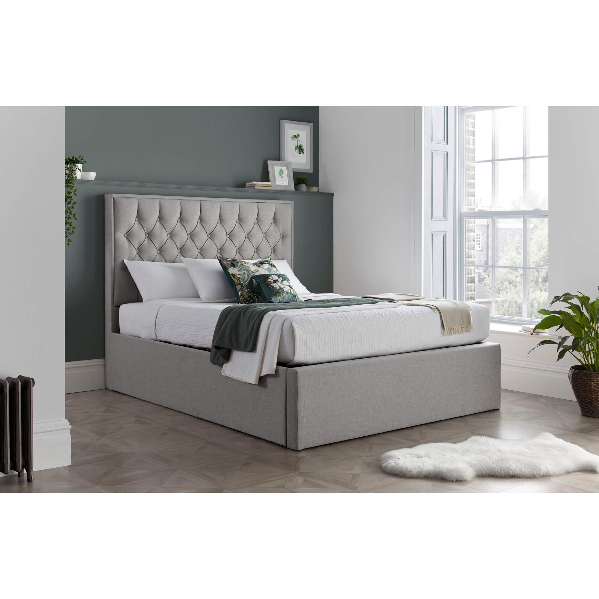Wilson Oatmeal Fabric Ottoman Bed - Image 8