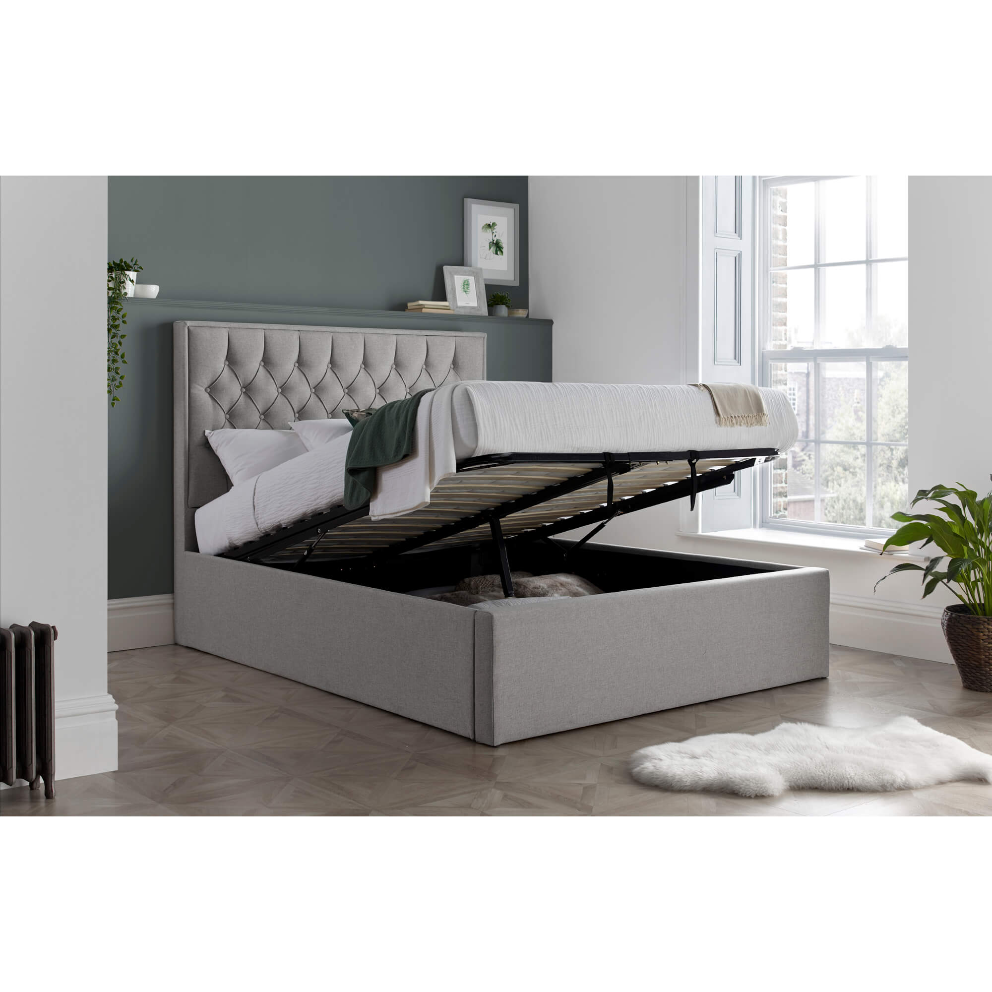 Wilson Grey Fabric Ottoman Bed