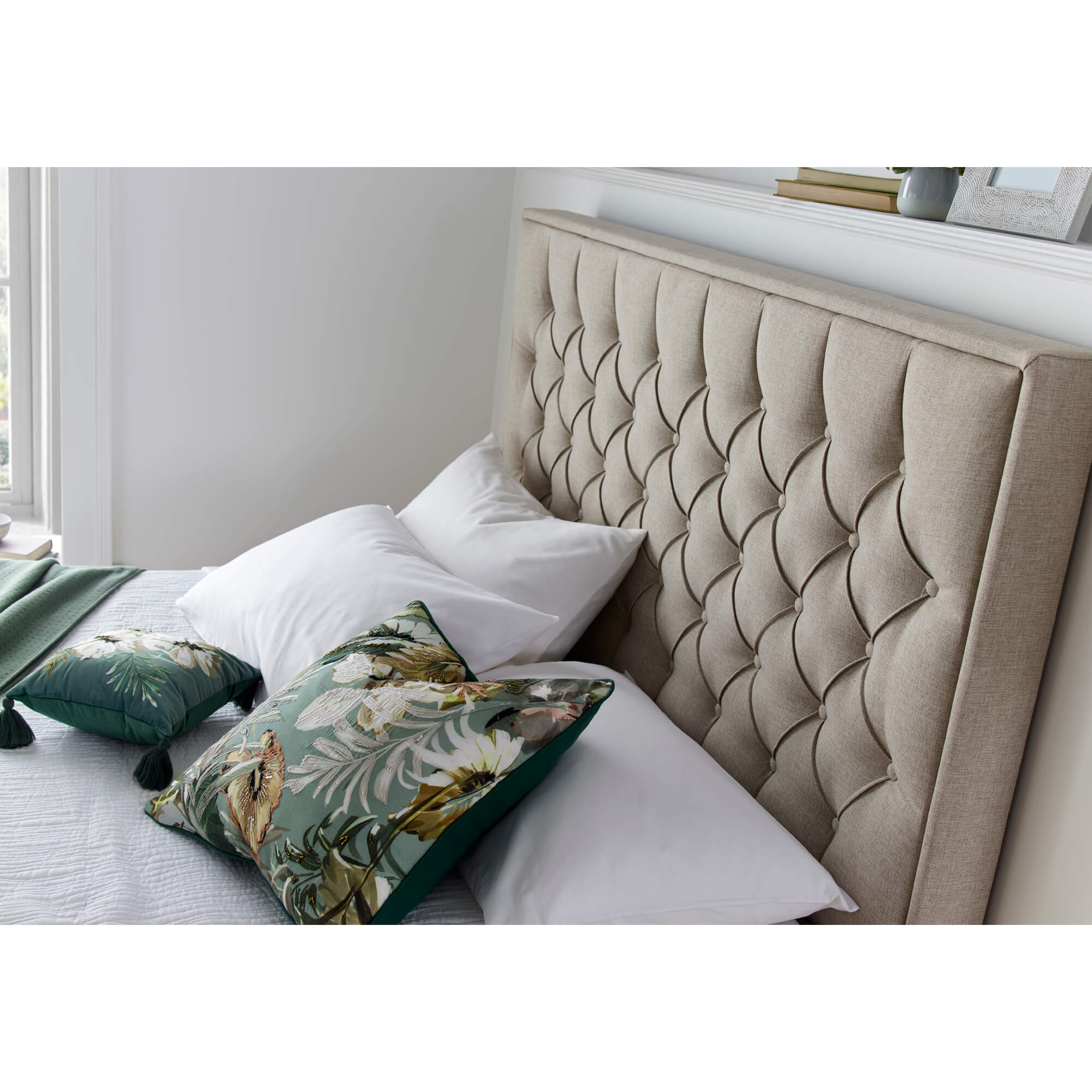 Wilson Oatmeal Fabric Ottoman Bed - Image 4