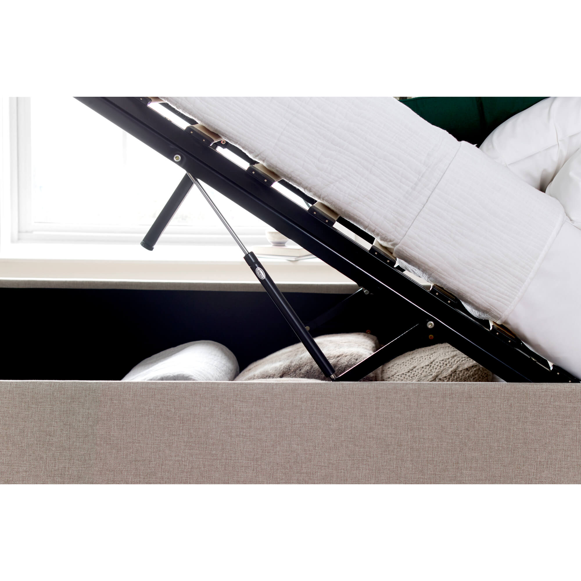 Wilson Oatmeal Fabric Ottoman Bed - Image 5