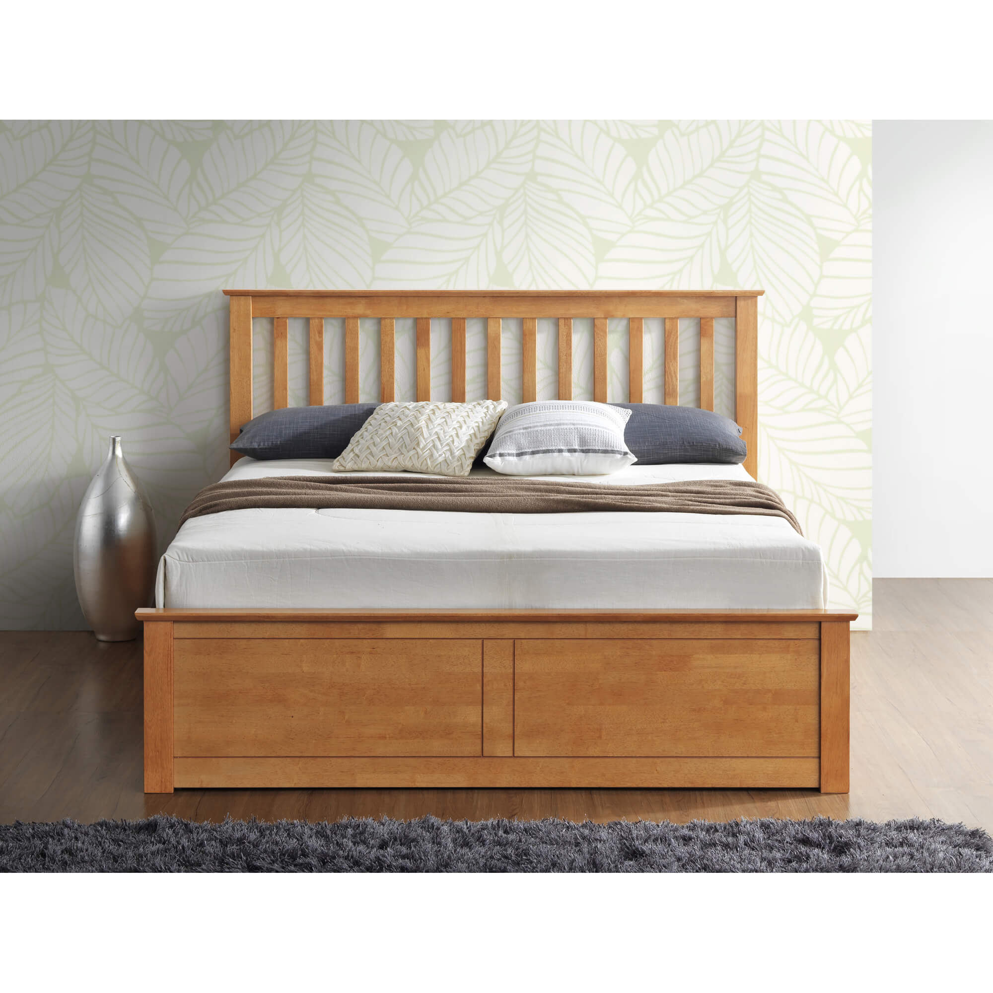 Malmo Oak Wooden Ottoman Bed