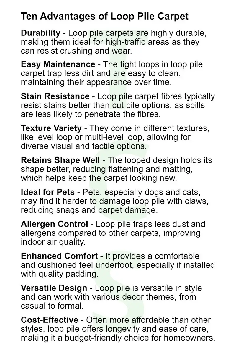 Advantages of loop pile carpets
