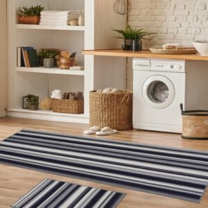 Deco Stripe Anthracite (free doormat 057cm x 040cm) Rug